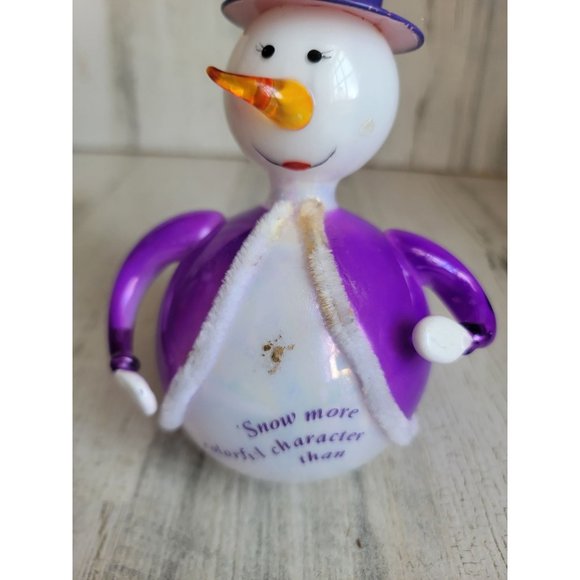 Red Hat Society AS IS glass snowman purple coat ornament Xmas - Picture 4 of 11